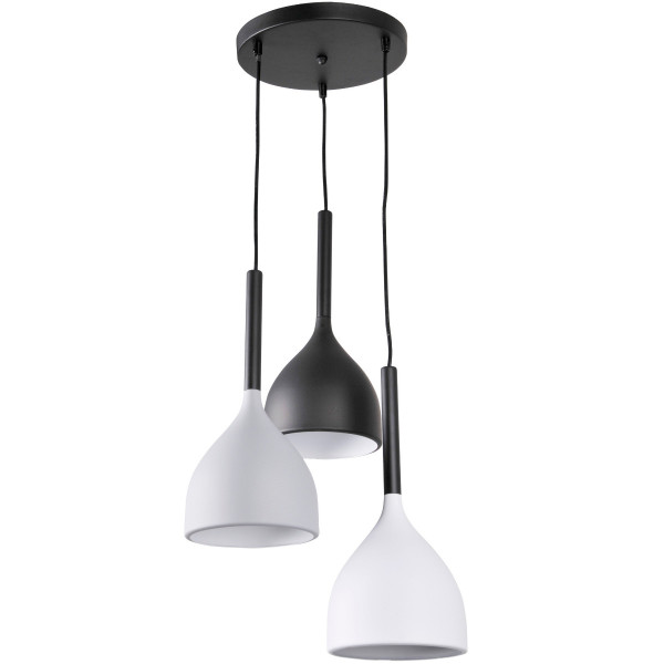 Lampa wisząca biało-czarna-szara AVOLA 3xE27x20W wym: 130x34x34 cm Polux 852037