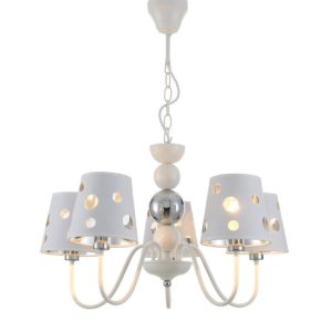 Lampa wisząca biało-srebrna BATLEY 5xE14x60W wym: 100x58x58 cm Candellux 924247 Lampa wisząca biało-srebrna BATLEY 5xE14x60W wym: 100x58x58 cm Candellux 924247