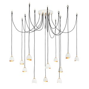 Lampa wisząca biało-złota Nula 12xE14x40W wym: 370x85x83,5 cm Quintiesse 849465 Lampa wisząca biało-złota Nula 12xE14x40W wym: 370x85x83,5 cm Quintiesse 849465