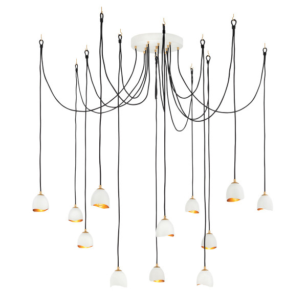 Lampa wisząca biało-złota Nula 12xE14x40W wym: 370x85x83,5 cm Quintiesse 849465