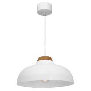 Lampa wisząca biały matowa-jasne drewno Burgos 1xE27x15W Luminex 847540 Lampa wisząca biały matowa-jasne drewno Burgos 1xE27x15W Luminex 847540