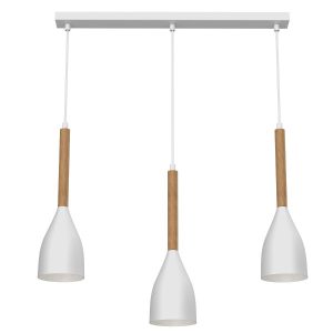 Lampa wisząca biały matowa-jasne drewno Muza NEW 3xE27x15W Luminex 846160 Lampa wisząca biały matowa-jasne drewno Muza NEW 3xE27x15W Luminex 846160
