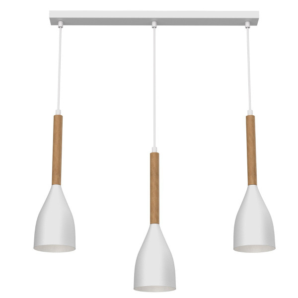Lampa wisząca biały matowa-jasne drewno Muza NEW 3xE27x15W Luminex 846160