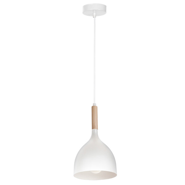 Lampa wisząca biały matowa-jasne drewno Noak wood 1xE27x15W Luminex 846077
