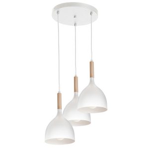 Lampa wisząca biały matowa-jasne drewno Noak wood 3xE27x15W Luminex 846331 Lampa wisząca biały matowa-jasne drewno Noak wood 3xE27x15W Luminex 846331