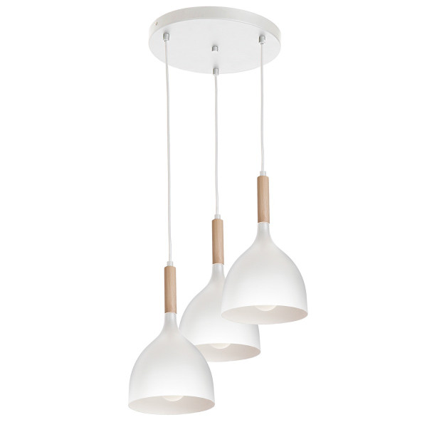 Lampa wisząca biały matowa-jasne drewno Noak wood 3xE27x15W Luminex 846331