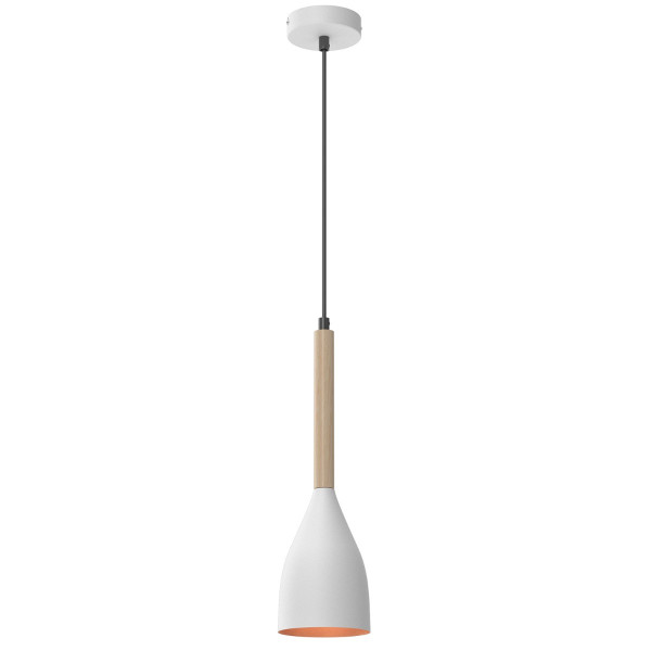 Lampa wisząca biały matowa-jasne drewno-złota Muza 1xE27x15W Luminex 845739