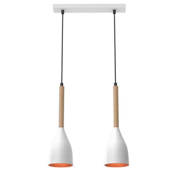 Lampa wisząca biały matowa-jasne drewno-złota Muza 2xE27x15W Luminex 845887