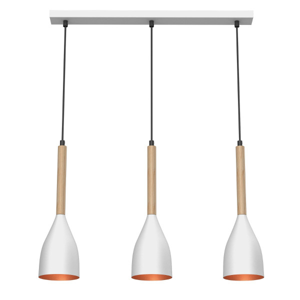 Lampa wisząca biały matowa-jasne drewno-złota Muza 3xE27x15W Luminex 846215