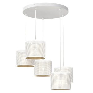 Lampa wisząca biały matowa-złota Loft shade 5xE27x15W Luminex 845897 Lampa wisząca biały matowa-złota Loft shade 5xE27x15W Luminex 845897