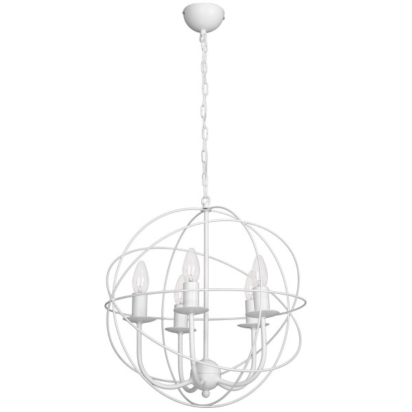 Lampa wisząca biały matowy Globe 5xE14x15W wym: 95x40x40 cm Luminex 845683