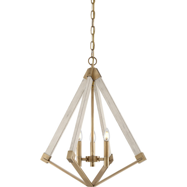 Lampa wisząca bielona imitacja drewna View Point 3xE14x60W Quoizel 856261