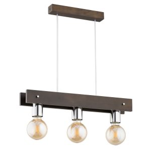 Lampa wisząca BINGO srebrne elementy ciemne drewno 3xE27x15W IP20 Alfa 1025489 Lampa wisząca BINGO srebrne elementy ciemne drewno 3xE27x15W IP20 Alfa 1025489