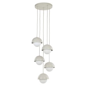 Lampa wisząca Bono 5-punktowa szklana beżowo-biała 296141 Lampa wisząca Bono 5-punktowa szklana beżowo-biała 296141