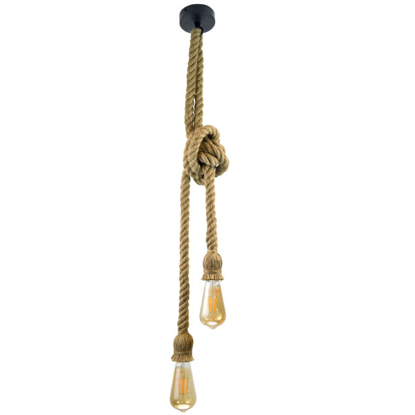 Lampa wisząca brązowa ROPE 2xE27x12W wym: 150x10x10 cm Polux 854338