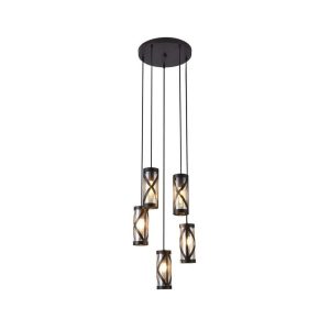 Lampa wisząca brązowo-bursztynowy Oberon 5xE14x40W Rabalux 953237 Lampa wisząca brązowo-bursztynowy Oberon 5xE14x40W Rabalux 953237
