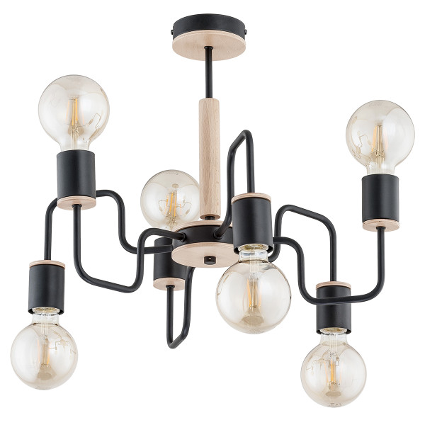 Lampa wisząca BREK labirynt ramion czarna 6xE27x15W IP20 Alfa 1030149
