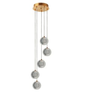 Lampa wisząca Brillant LED 5-punktowa szklana złota 656565 Lampa wisząca Brillant LED 5-punktowa szklana złota 656565