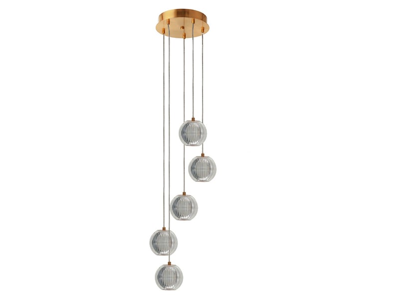 Lampa wisząca Brillant LED 5-punktowa szklana złota 656565
