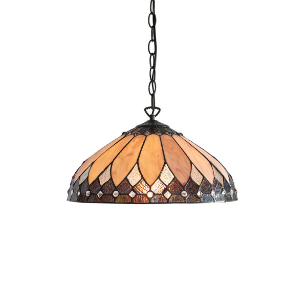 Lampa wisząca BROOKLYN witrażowa brązowa 1xE27x40W IP20 Tiffany 988669