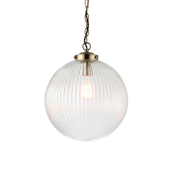 Lampa wisząca BRYDON żebrowana antyczny mosiądz 1xE27x40W IP20 Endon 988650