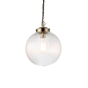 Lampa wisząca BRYDON żebrowana antyczny mosiądz 1xE27x40W IP20 Endon 988621 Lampa wisząca BRYDON żebrowana antyczny mosiądz 1xE27x40W IP20 Endon 988621