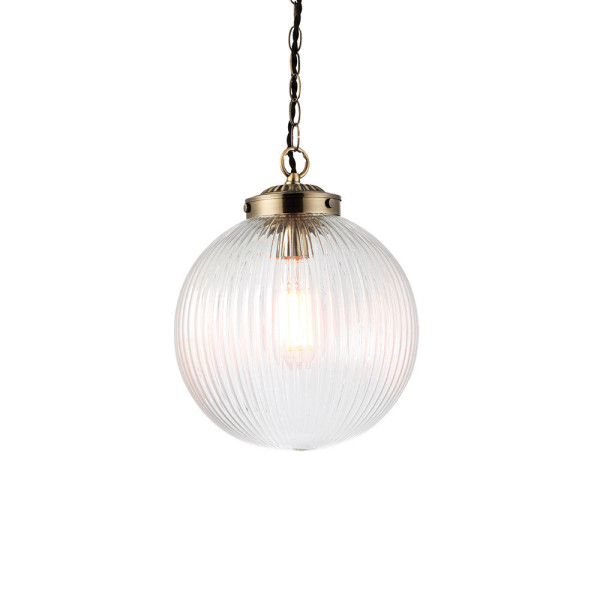 Lampa wisząca BRYDON żebrowana antyczny mosiądz 1xE27x40W IP20 Endon 988621