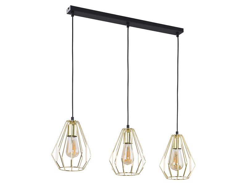 Lampa wisząca Brylant Gold 3-punktowa metalowa czarno-złota 32151