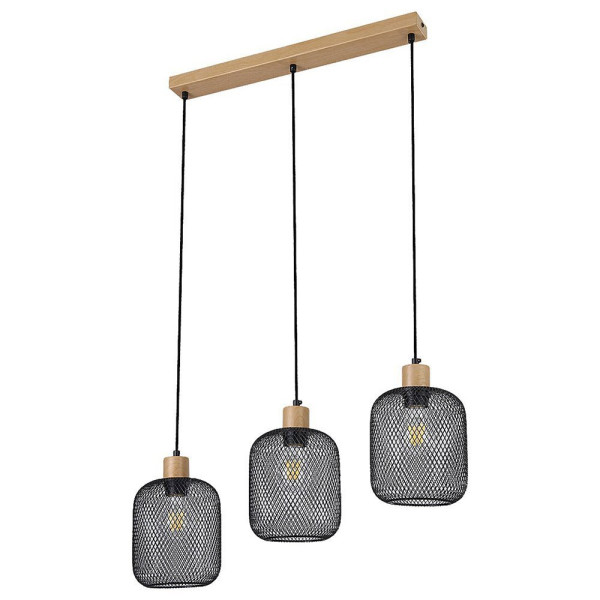 Lampa wisząca buk czarny matowy Grendel 3xE27x60W wym: 120x15x15 cm Rabalux 952584