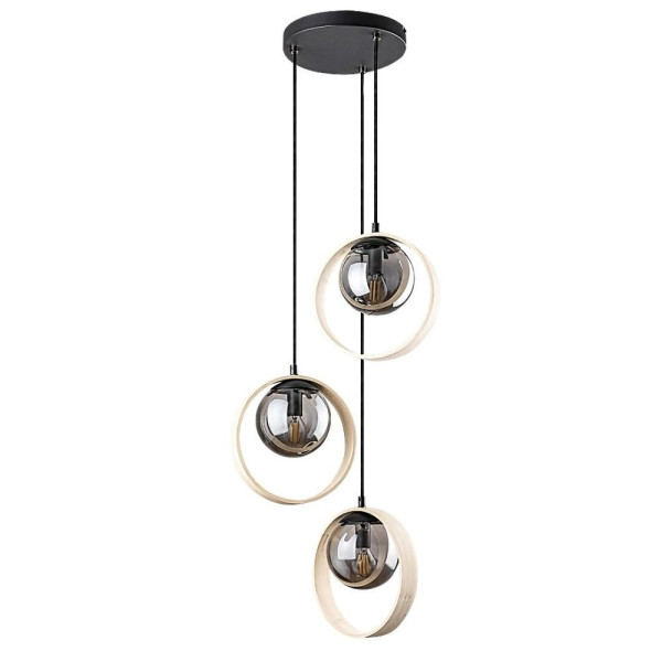 Lampa wisząca buk kolor dymny Peyton 3xE14x15W wym: 120x35x35 cm Rabalux 952586