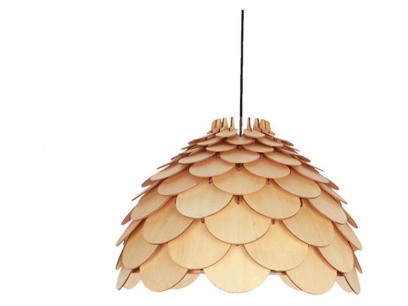 Lampa wisząca Burgo 50 cm drewniana beżowa 37125