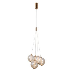 Lampa wisząca BUTERO złoto-bursztynowy LED 5x20W Ciepła biel 1830lm Italux 846176 Lampa wisząca BUTERO złoto-bursztynowy LED 5x20W Ciepła biel 1830lm Italux 846176