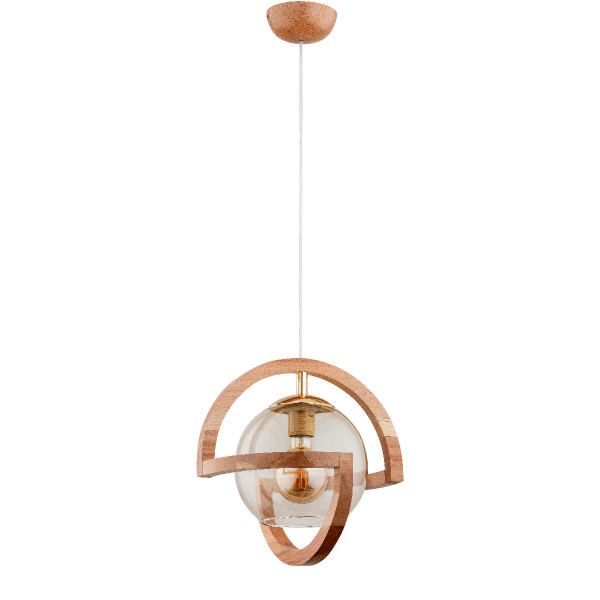 Lampa wisząca CABRIO jasne drewno-przezroczysta 1xE27x15W IP20 Alfa 984861