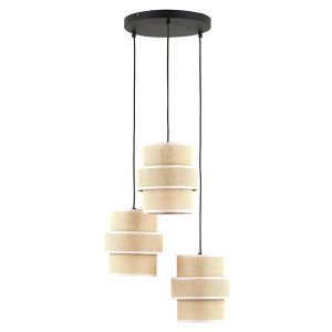 Lampa wisząca Calisto Juta 3-punktowa 110 cm tkaninowa beżowa 966075
