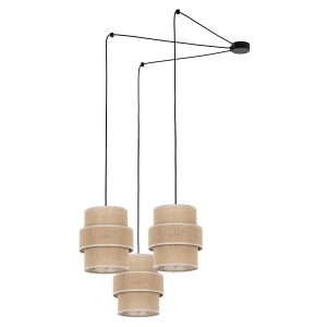 Lampa wisząca Calisto Juta 3-punktowa 210 cm tkaninowa beżowa 266164