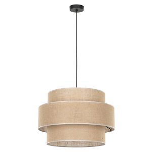 Lampa wisząca Calisto Juta 3-punktowa 50 cm tkaninowa beżowa 266165