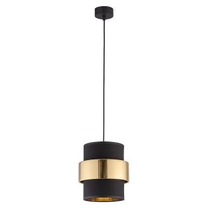Lampa wisząca Calisto tkaninowa czarno-złota 55799
