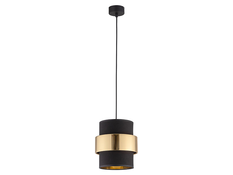 Lampa wisząca Calisto tkaninowa czarno-złota 55799