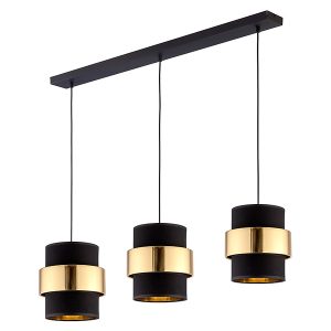 Lampa wisząca Calisto3-punktowa tkaninowa czarno-złota 55803 Lampa wisząca Calisto3-punktowa tkaninowa czarno-złota 55803