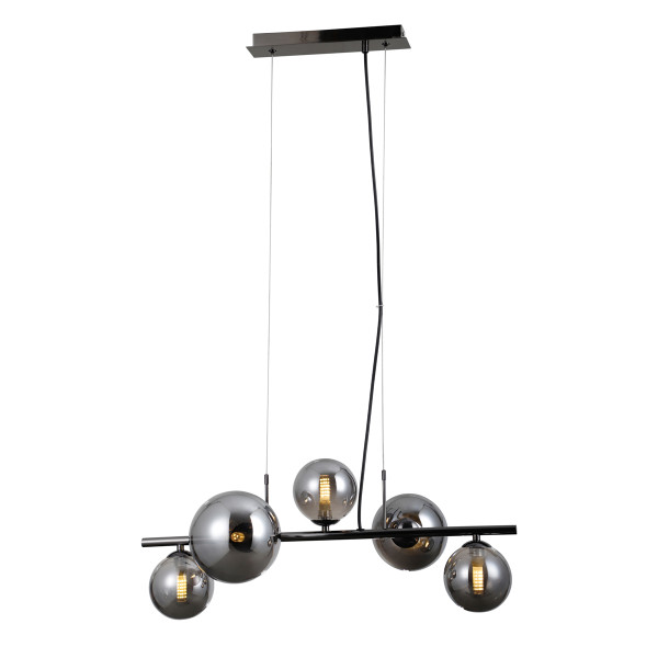 Lampa wisząca Canello kule na sticku czarny chrom 5xG9x5W IP20 Italux 1026889