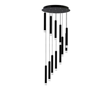 Lampa wisząca Carbon LED 12-punktowa metalowa czarna 39451