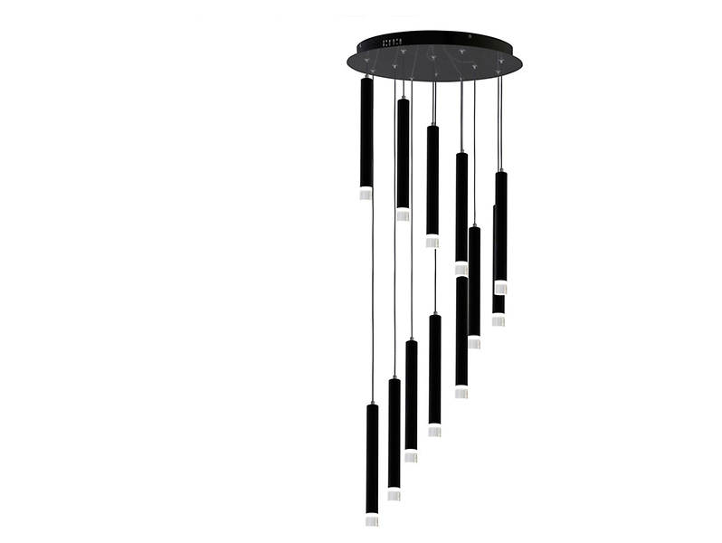 Lampa wisząca Carbon LED 12-punktowa metalowa czarna 39451