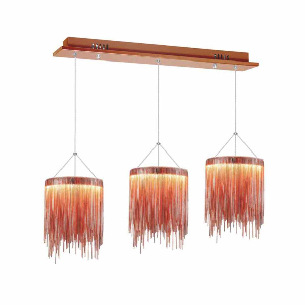 Lampa wisząca CASCATA miedziana LED 3x54W Ciepła biel 1350lm Milagro 857810