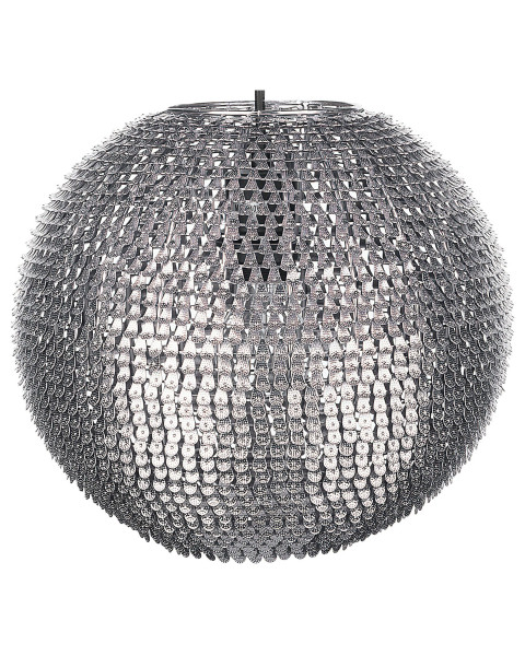 Lampa wisząca cekiny metalowa srebrna 60759