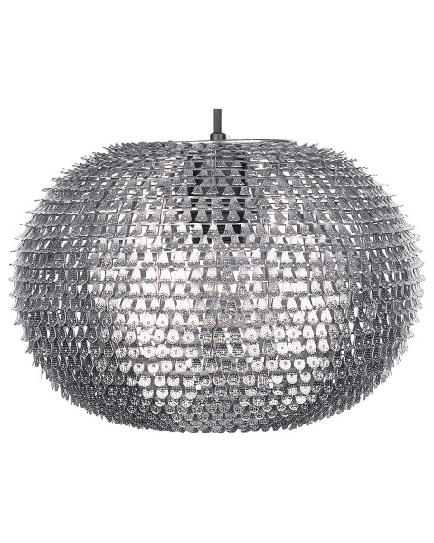 Lampa wisząca cekiny metalowa srebrna 60706