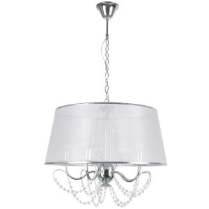 Lampa wisząca chromowana biała ABBAZIA 5xE14x12W wym: 105x56x56 cm Polux 854523