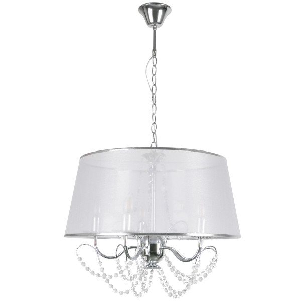 Lampa wisząca chromowana biała ABBAZIA 5xE14x12W wym: 105x56x56 cm Polux 854523
