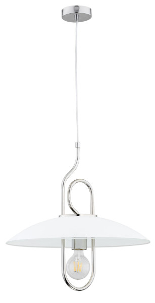 Lampa wisząca chromowana-biała Chee 1xE27x60W wym: 90x47x47 cm Alfa 860958