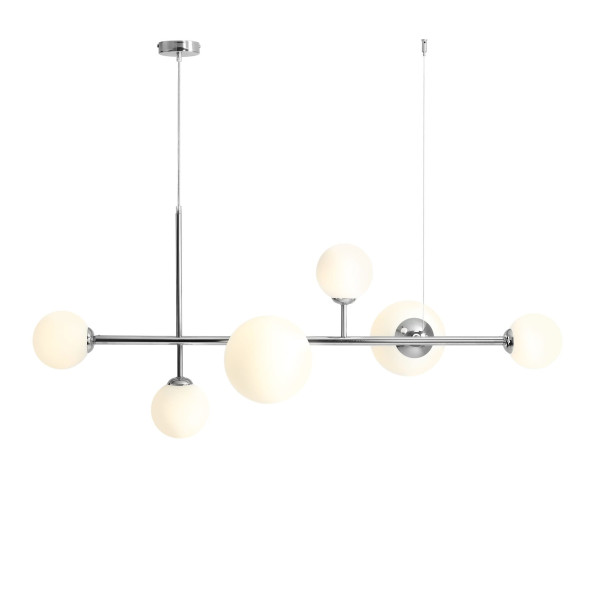 Lampa wisząca chromowana-biała Dione 6xE14x15W wym: 110x130x62 cm Aldex 851979