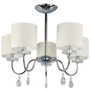 Lampa wisząca chromowana biała ESTERA 5xE14x40W wym: 56x58x58 cm Candellux 373337 Lampa wisząca chromowana biała ESTERA 5xE14x40W wym: 56x58x58 cm Candellux 373337